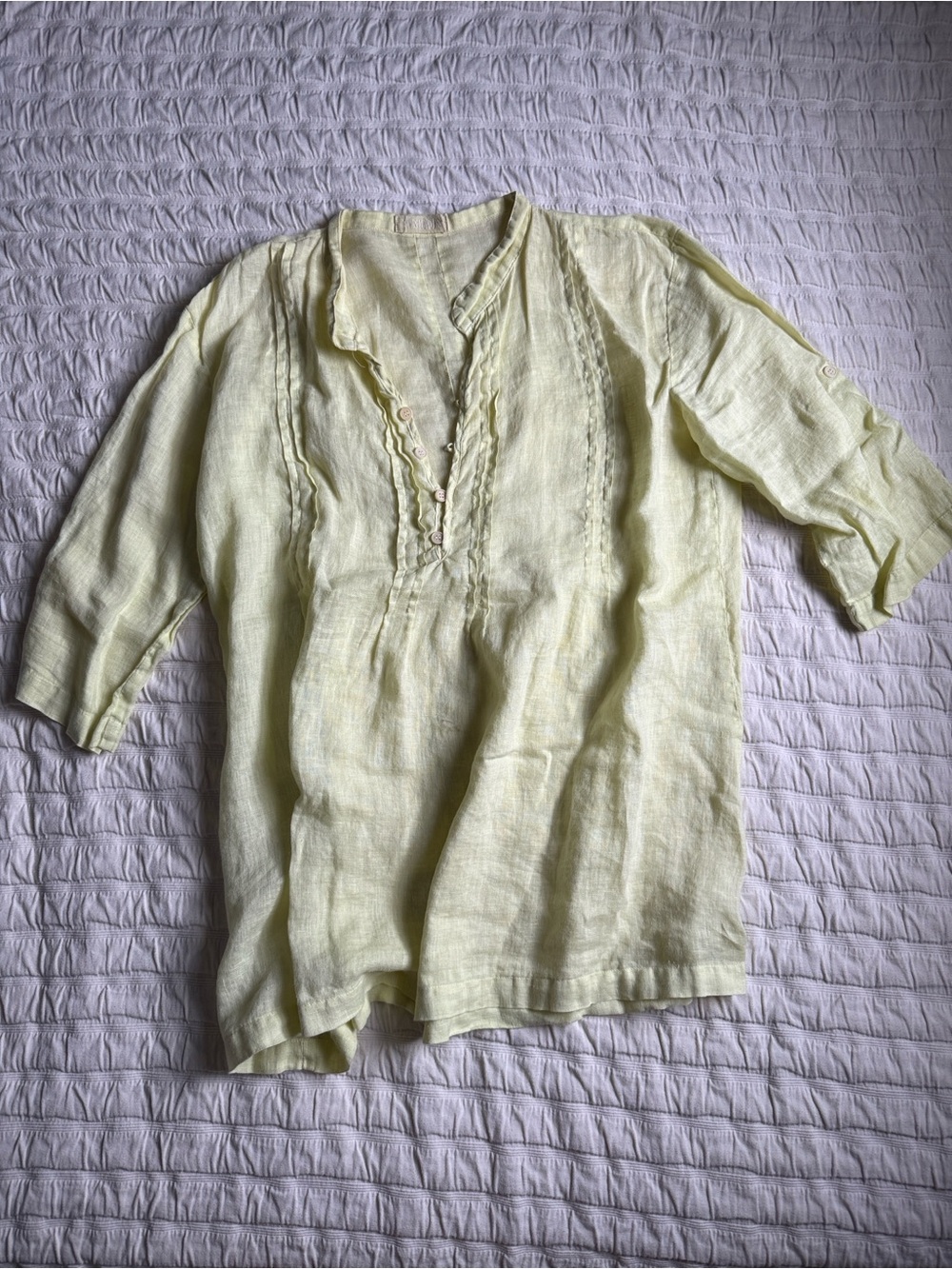 CP Shades women’s linen light yellow tunic -XS runs like a medium